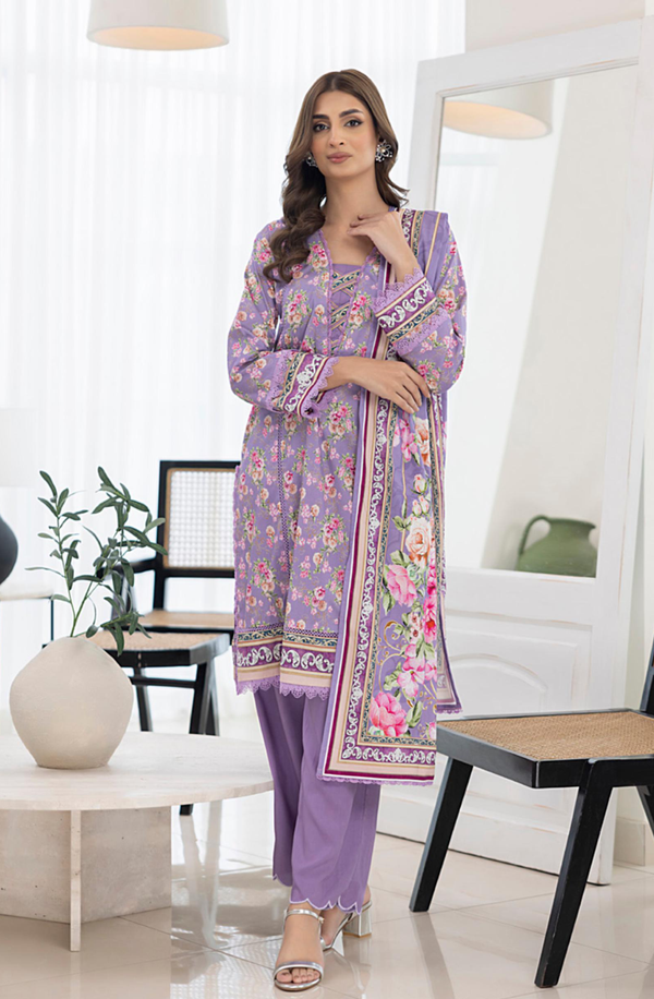 SPLV1-06 Unstitched 3 piece Suit Salina Printed Linen Volume 1 by Regalia Textiles