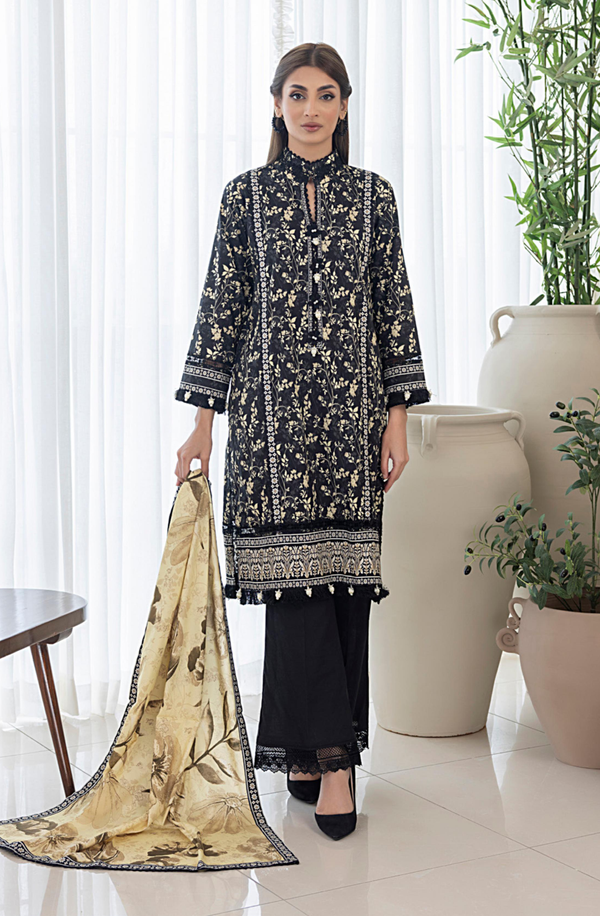 SPLV1-05 Unstitched 3 piece Suit Salina Printed Linen Volume 1 by Regalia Textiles