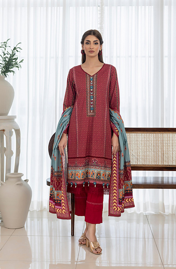 SPLV1-04 Unstitched 3 piece Suit Salina Printed Linen Volume 1 by Regalia Textiles