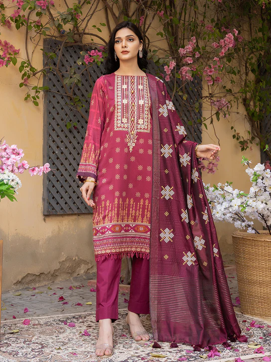 UNS23AI004UT Rukhsaar Embroidered Collection Unstitched 3 piece Suit by Salitex