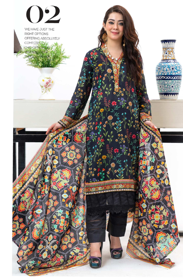 BR-1348 Mahjabeen Unstitched Printed Lawn Collection by Bronze