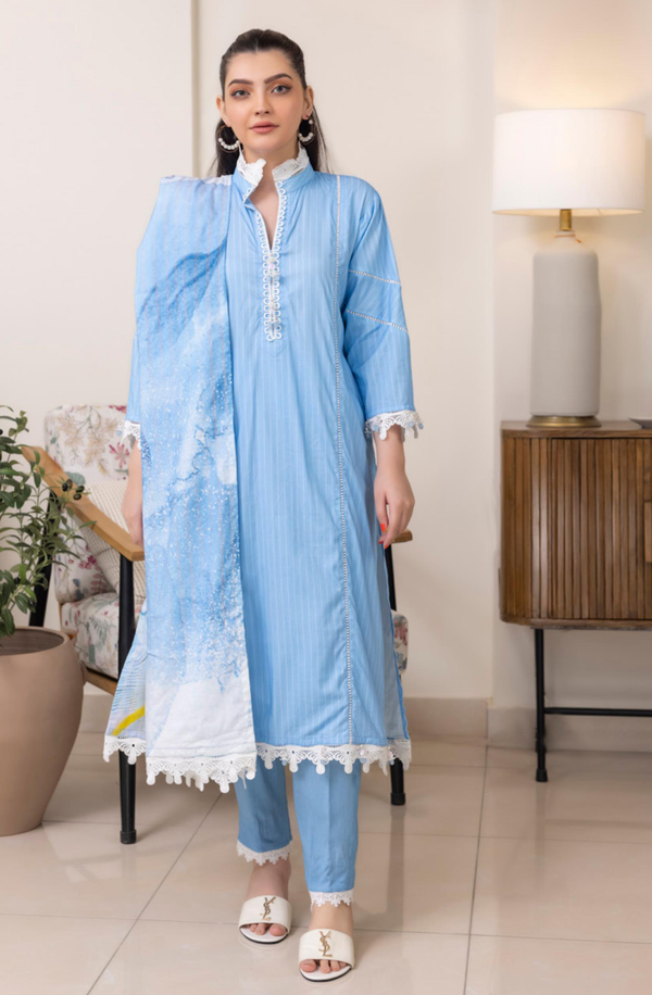 SPLV1-10 Unstitched 3 piece Suit Salina Printed Linen Volume 1 by Regalia Textiles