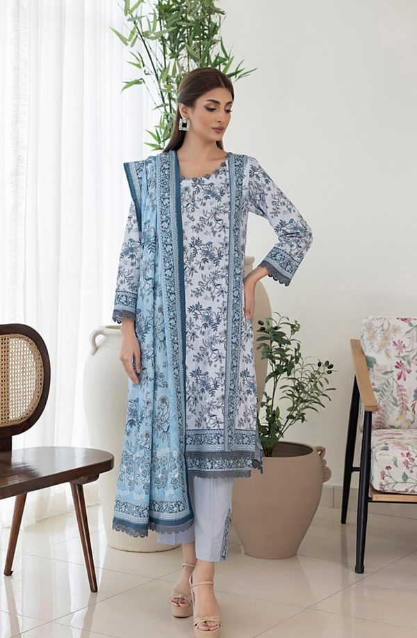 SPLV1-01 Unstitched 3 piece Suit Salina Printed Linen Volume 1 by Regalia Textiles