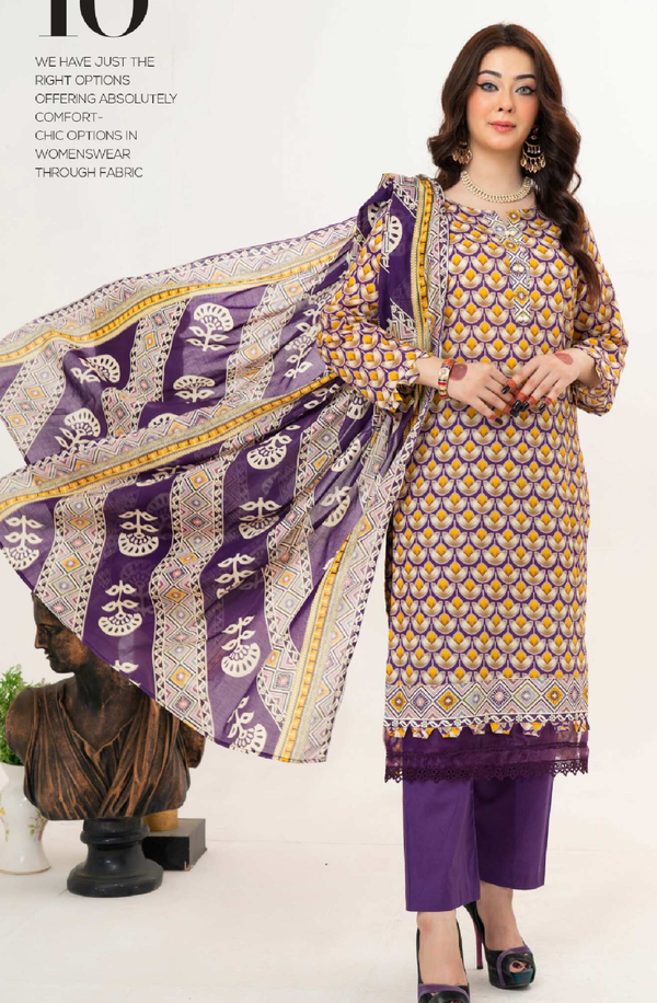 BR-1352 Mahjabeen Unstitched Printed Lawn Collection by Bronze