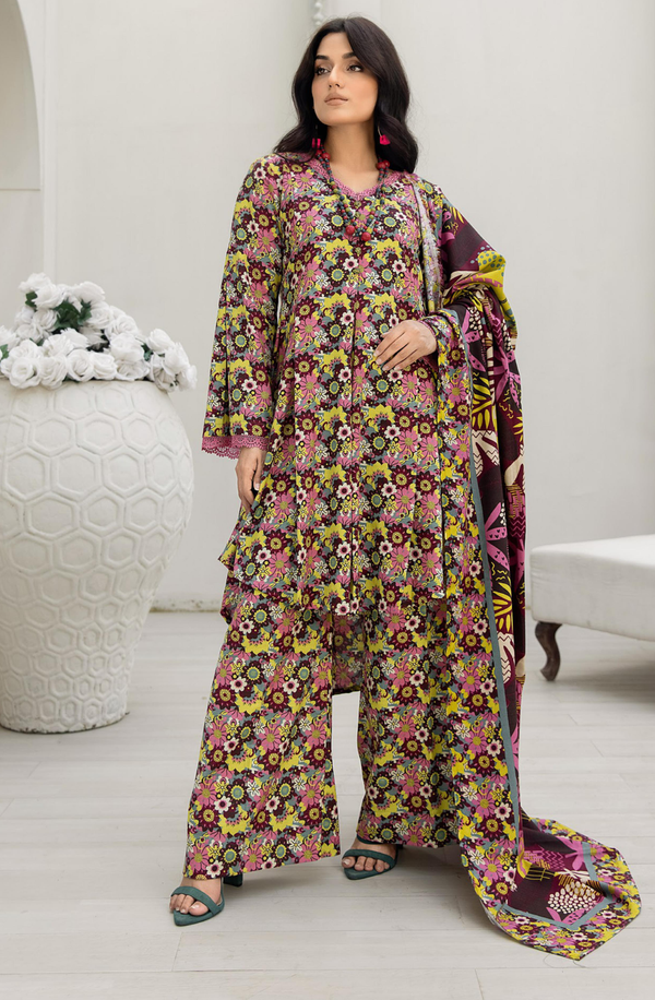 RPO-03 Unstitched 3 Piece Printed Slub Linen Suit Volume 5 by Orang