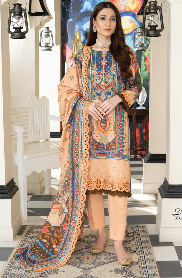 D/7 X15532 unstitched 3 piece Digital Printed Embroidered Khaddar suit by Rangriti