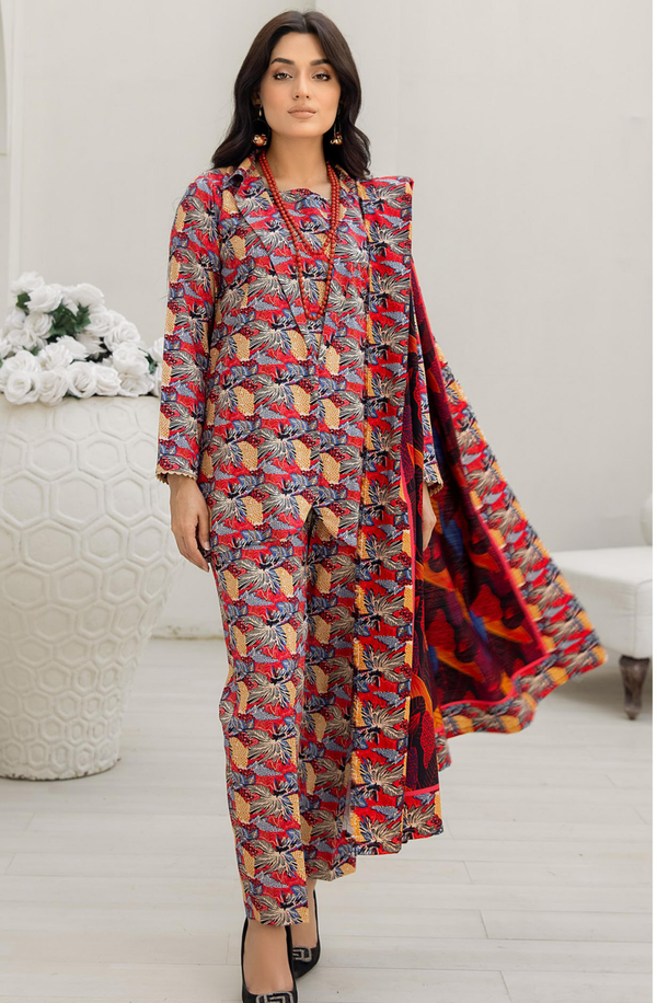 RPO-05 Unstitched 3 Piece Printed Slub Linen Suit Volume 5 by Orang