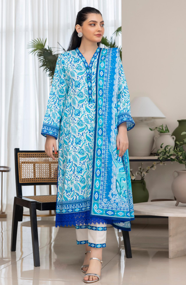 SPLV2-05 Unstitched 3 piece Suit Salina Printed Linen Volume 2 by Regalia Textiles