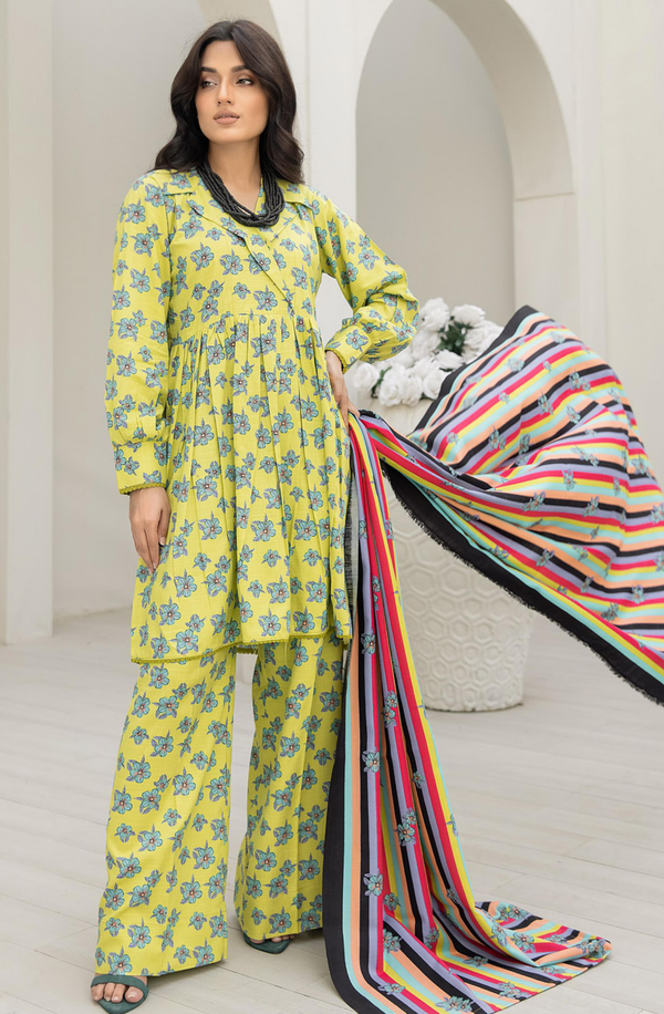 RPO-06 Unstitched 3 Piece Printed Slub Linen Suit Volume 5 by Orang