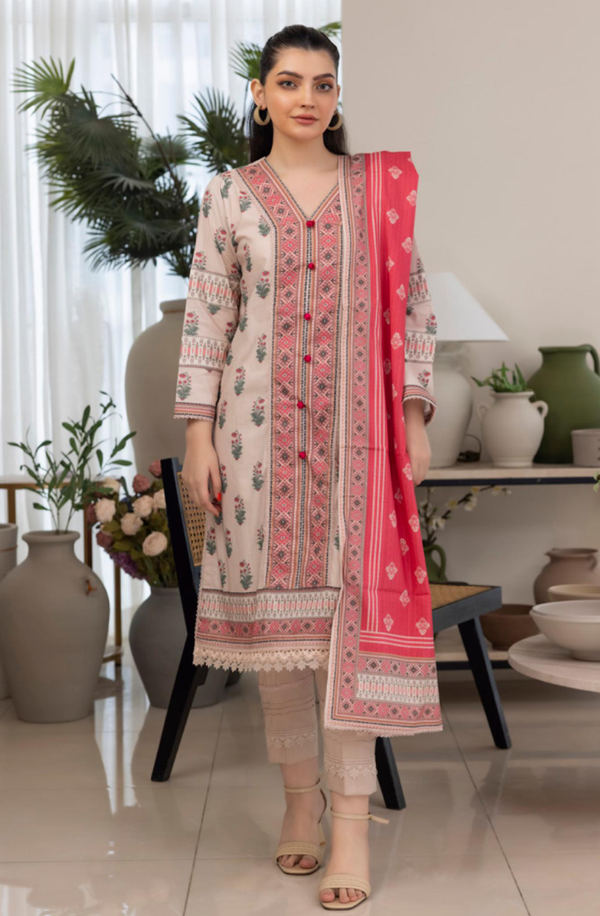 SPLV2-06 Unstitched 3 piece Suit Salina Printed Linen Volume 2 by Regalia Textiles