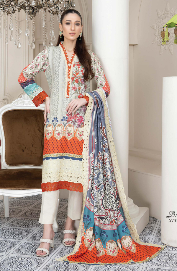 D/9 X15533 unstitched 3 piece Digital Printed Embroidered Khaddar suit by Rangriti