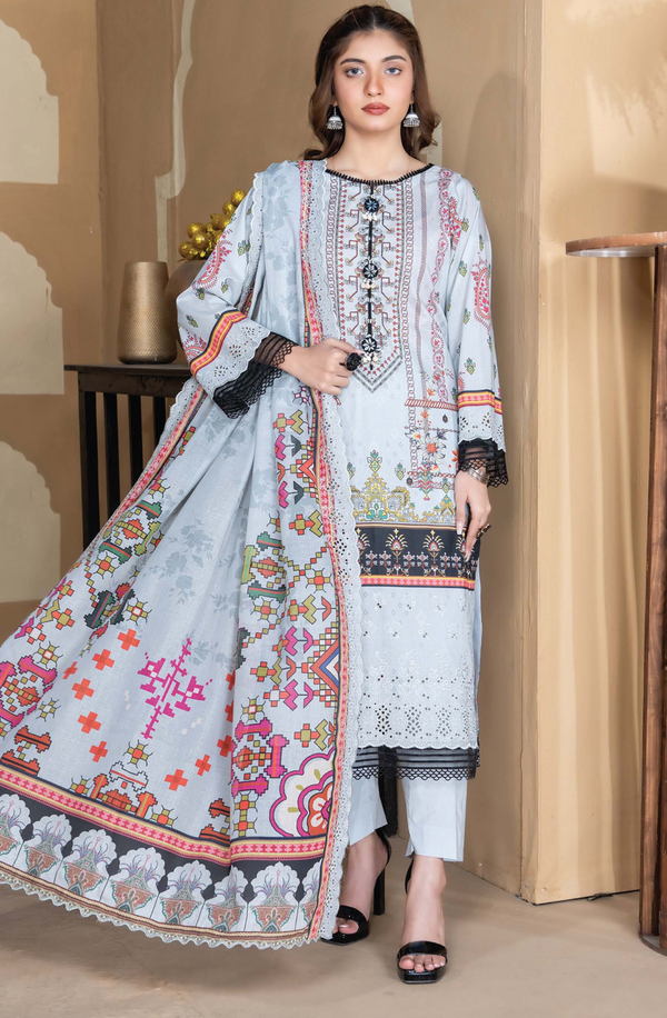 D/02 X17672 unstitched Printed Embroidered Lawn Volume-2 Collection 2025 by Rangriti