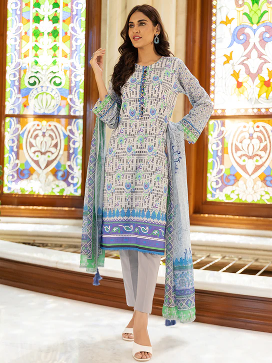 UNS23AD010UT Kiara Lawn Collection Unstitched 3 Piece suit by Salitex