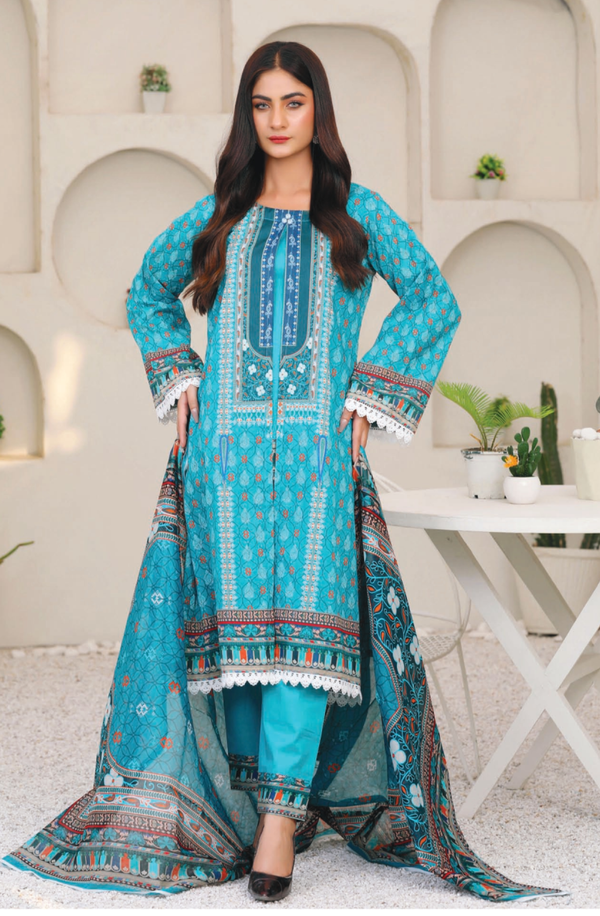 GP-V2-003 Unstitched 3 piece Suit Gorgeous Print 2023 Volume 2 by Cross & Cross