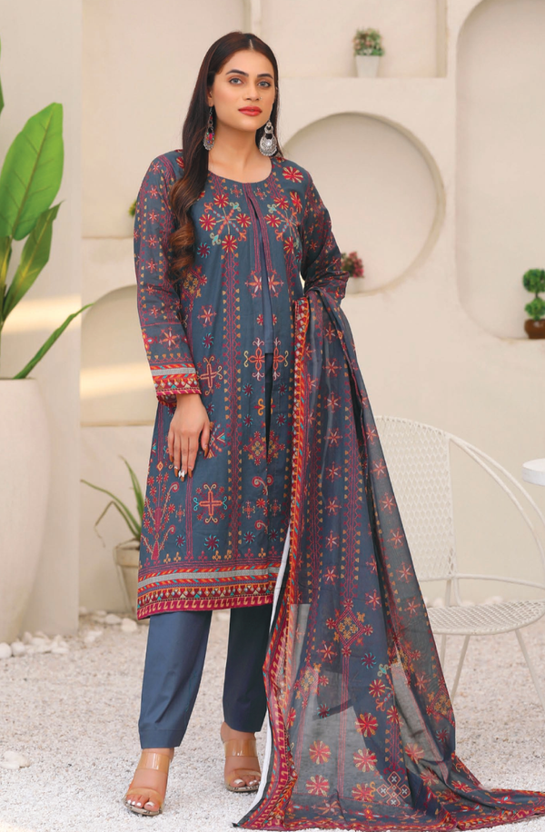 GP-V2-008 Unstitched 3 piece Suit Gorgeous Print 2023 Volume 2 by Cross & Cross