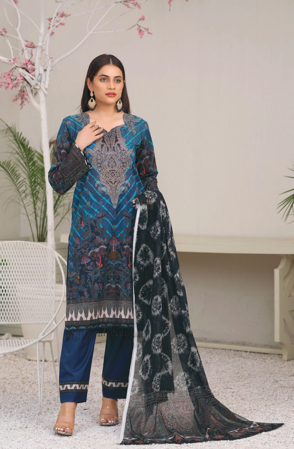 GP-V2-004 Unstitched 3 piece Suit Gorgeous Print 2023 Volume 2 by Cross & Cross