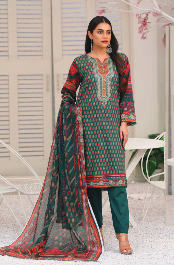 GP-V2-005 Unstitched 3 piece Suit Gorgeous Print 2023 Volume 2 by Cross & Cross