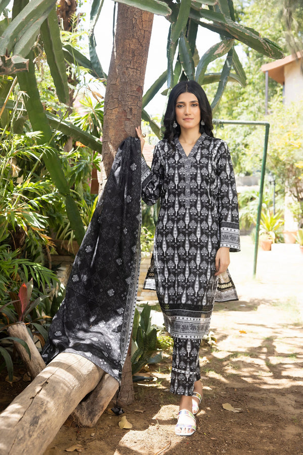 B&W-10 Black & White 2023 Unstitch Printed Summer Lawn by Regalia