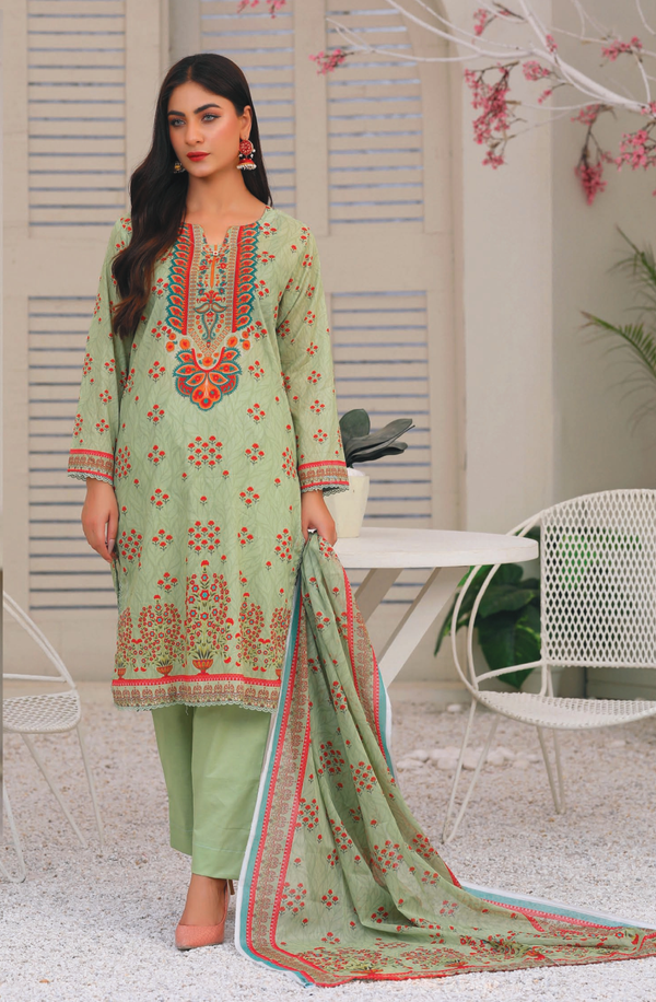 GP-V2-009 Unstitched 3 piece Suit Gorgeous Print 2023 Volume 2 by Cross & Cross