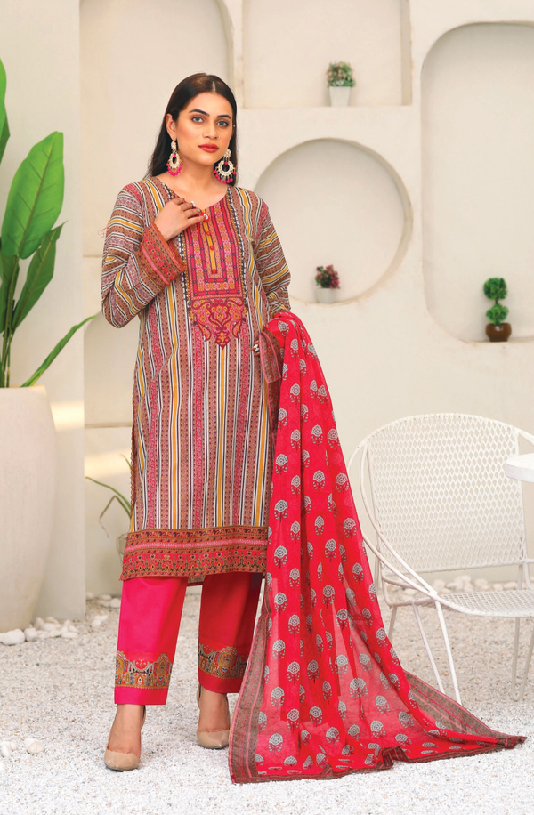 GP-V2-006 Unstitched 3 piece Suit Gorgeous Print 2023 Volume 2 by Cross & Cross