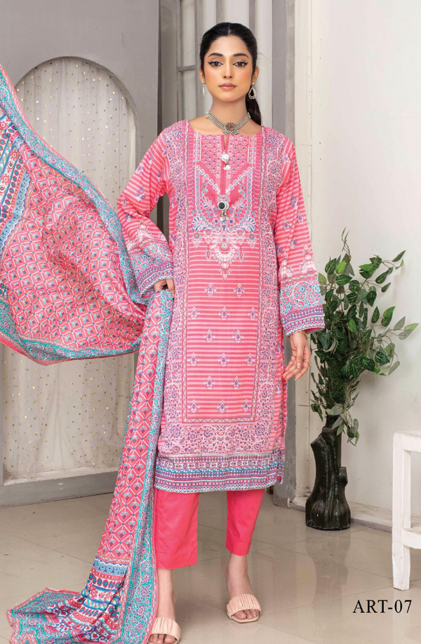 ART-07 Lawn Unstitched 3-piece suit by Meerab