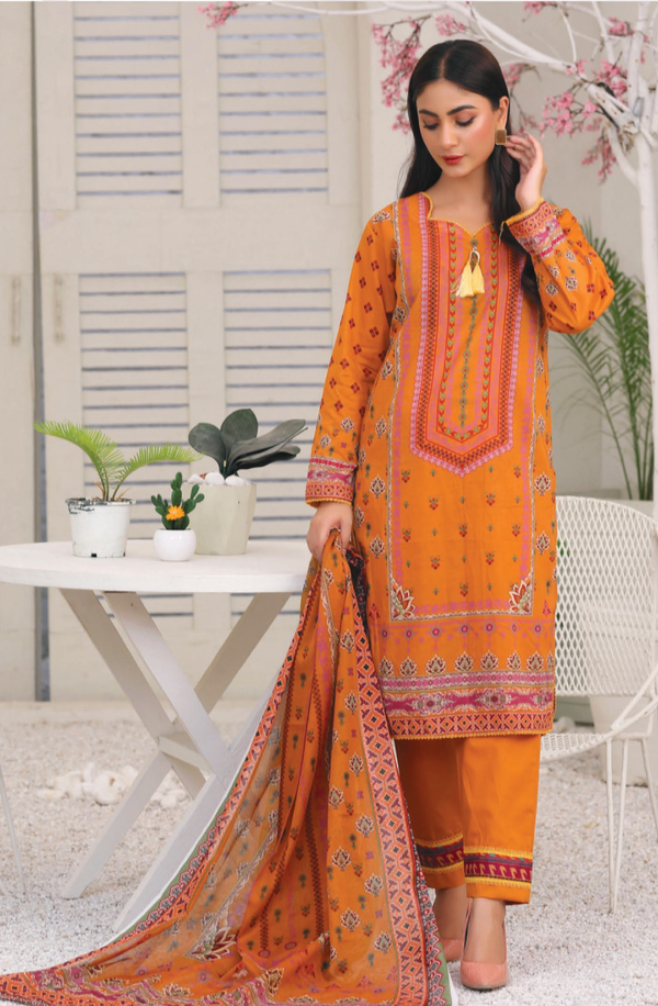 GP-V2-001 Unstitched 3 piece Suit Gorgeous Print 2023 Volume 2 by Cross & Cross