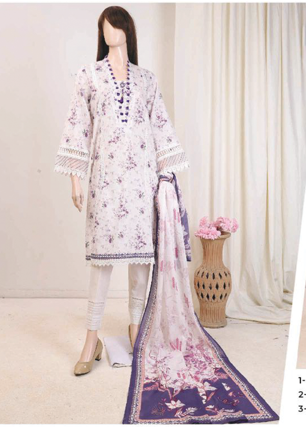 U01-23089-04A Saffron Vol-3 Printed Lawn 3-piece Suit by Saya