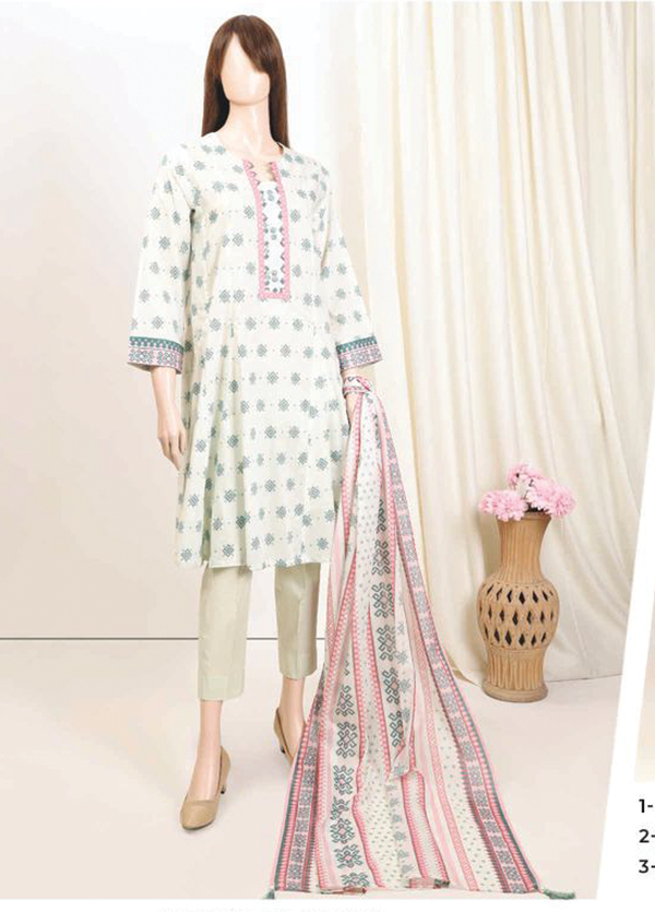 U01-23086-07A Saffron Vol-3 Printed Lawn 3-piece Suit by Saya