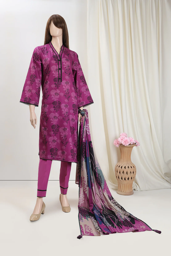 LS-CC-004 3-piece Saffron Printed Lawn Vol-2 by Saya