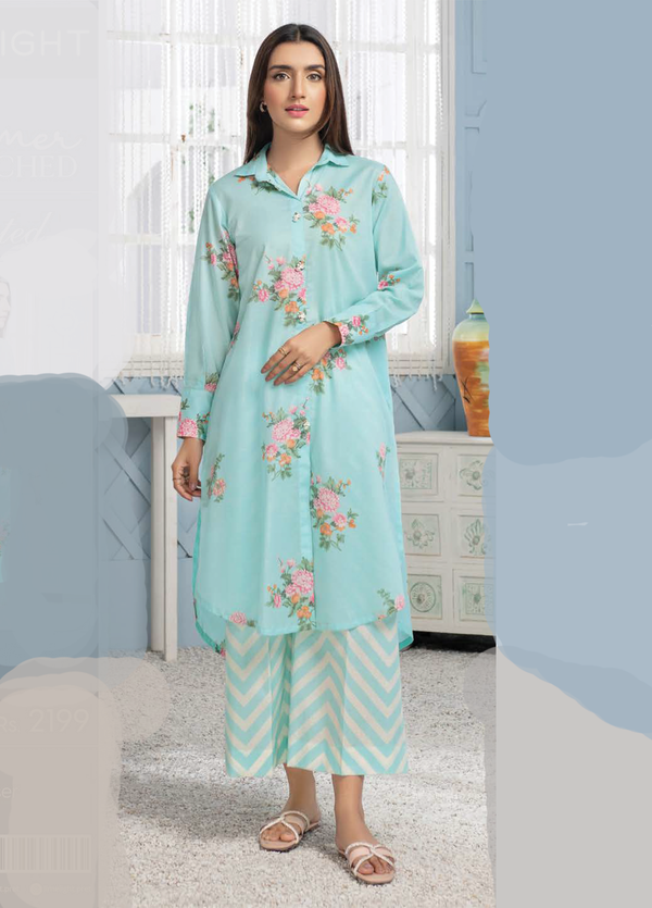 U2898 Sea Green Printed 2 Piece Suit by LimeLight