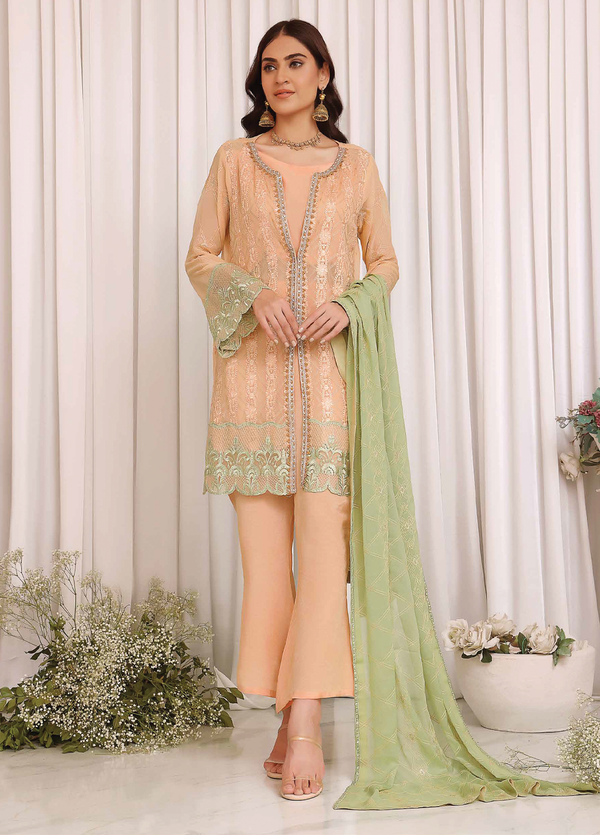 JS-CC-008 Jaanan Eembroidered Chiffon Collection by Soghat Creation