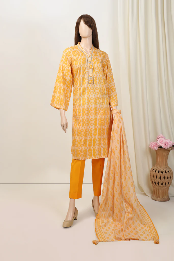 SS-CC-001 3-piece Unstitched Printed Lawn Saffron by Saya