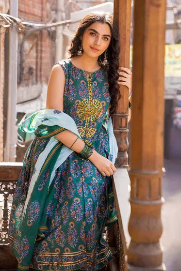 AG-CC-004 3PC Unstitched Printed Lawn Vintage Garden by Gul Ahmed
